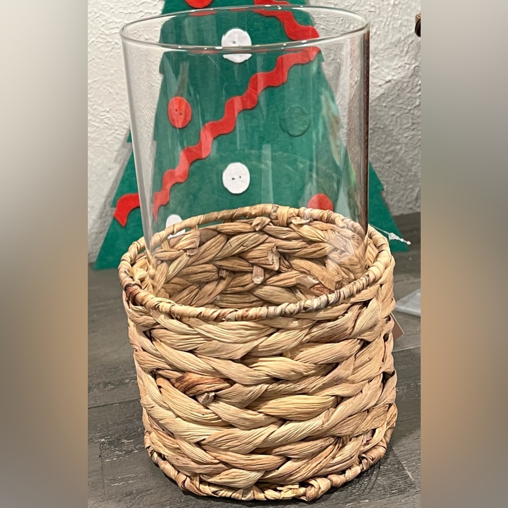 Bohemian Decorative Vase with Removable wicker base, NWT